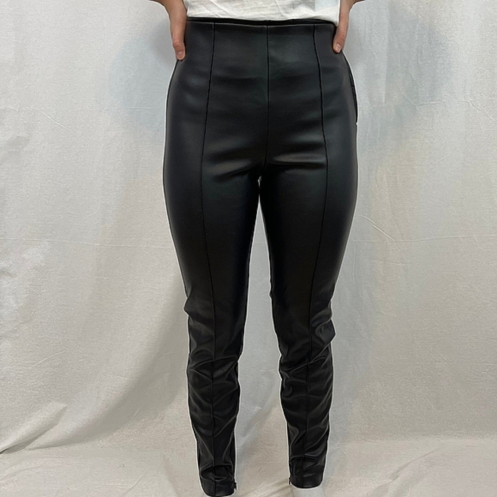Zara NEW Black High-Waisted Leather Pants